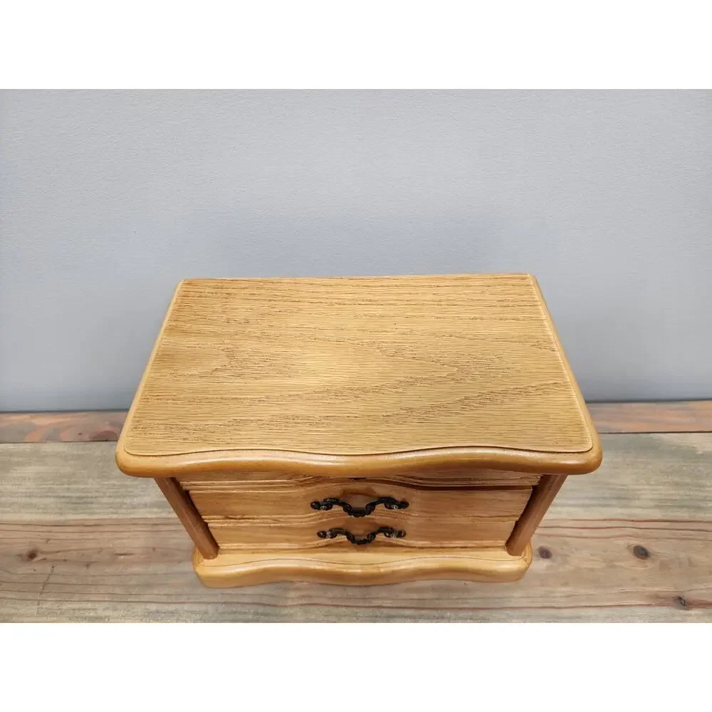 Vintage Croft & Barrow Wooden Jewelry Box Chest 2 Drawer Organizer